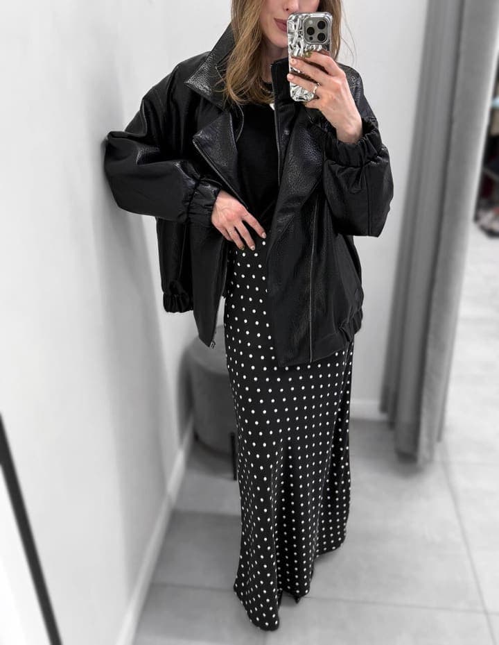 Юбка Casual 587 атлас макси горох
